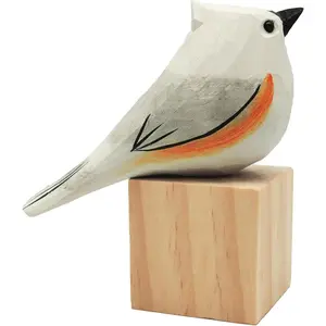 Hand Carved Wooden Bird Sculpture, Artistic  Decor,  White Bird Statue for  Table Ornament