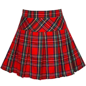 Sunny Fashion Girls Skirt Back School Uniform Red Tartan Skirt Size 4-14