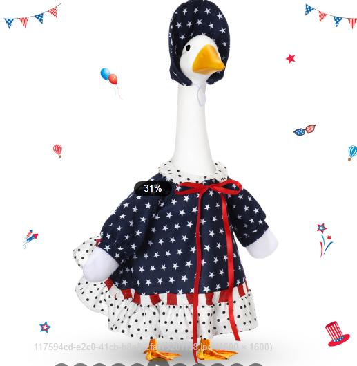 4th of July Porch Goose Outfits for 23'' Cement Plastic Porch Goose Statue, Memorial Day Patriotic Porch Goose Clothes with Flag Star Red Blue White Strip Porch Goose Costume for Independence Day Summer Outdoor Lawn Yard Garden Porch Decor