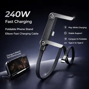 Invisible Stand Type-C Charger Cable, 240W Super Fast Charging 2-in-1 Charging Cord & Phone Holder for