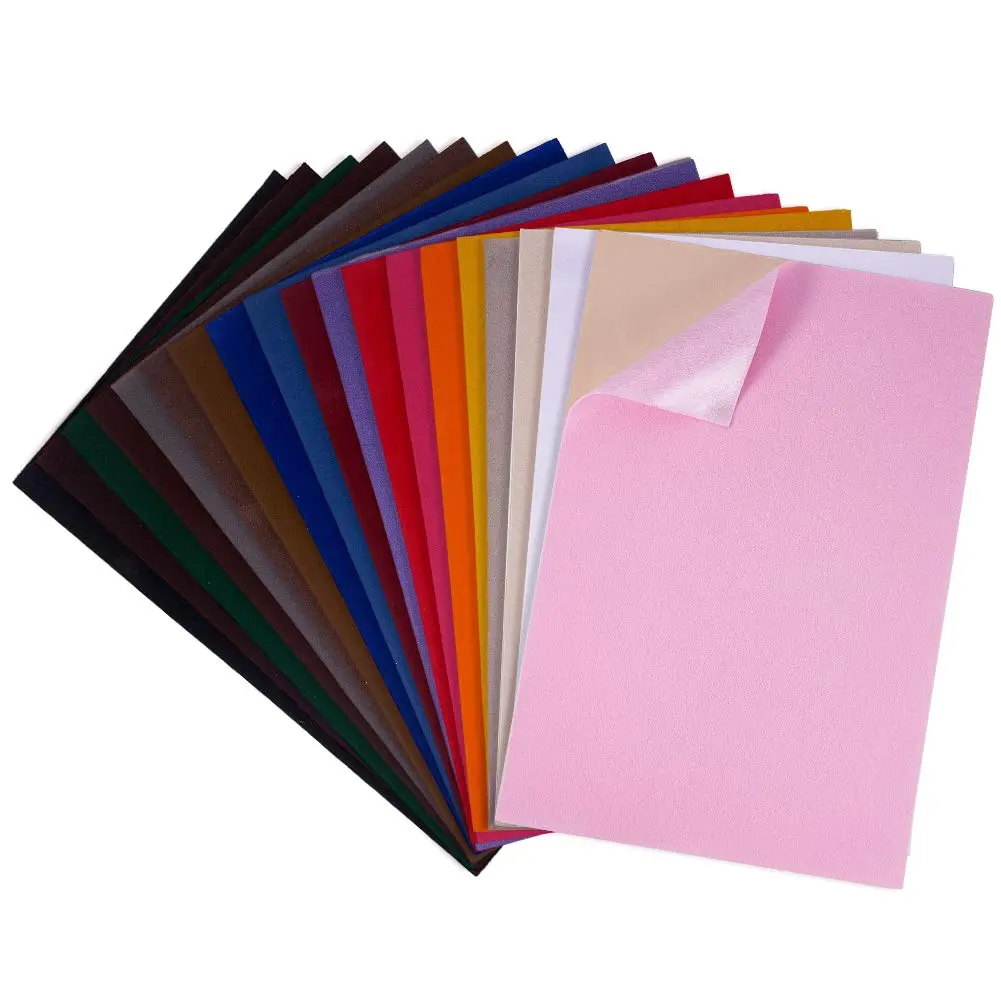 19 Colors 8.3x11.8  Fabric Sticky  Adhesive  Sheets A4 Self-Adhesive  Fabric Sheet for Halloween Christmas Decor Art and Craft Making
