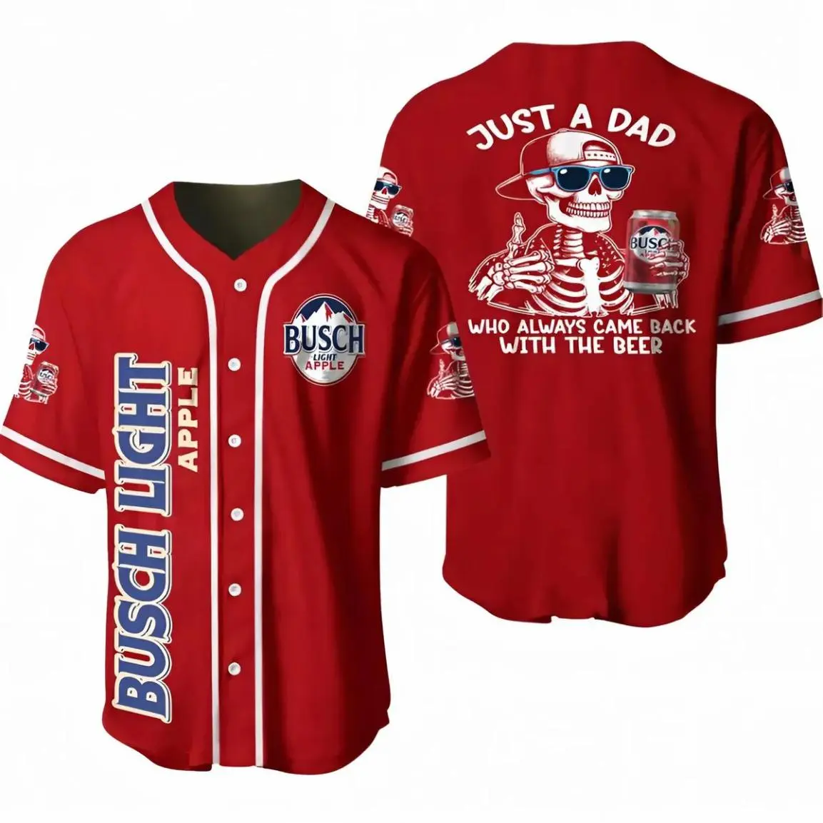 Just a Dad Baseball Jersey, Busch Light Apple Beer Baseball Jersey Shirt, Gift For Friends, Drinking Gift for Biker, Gift for Her