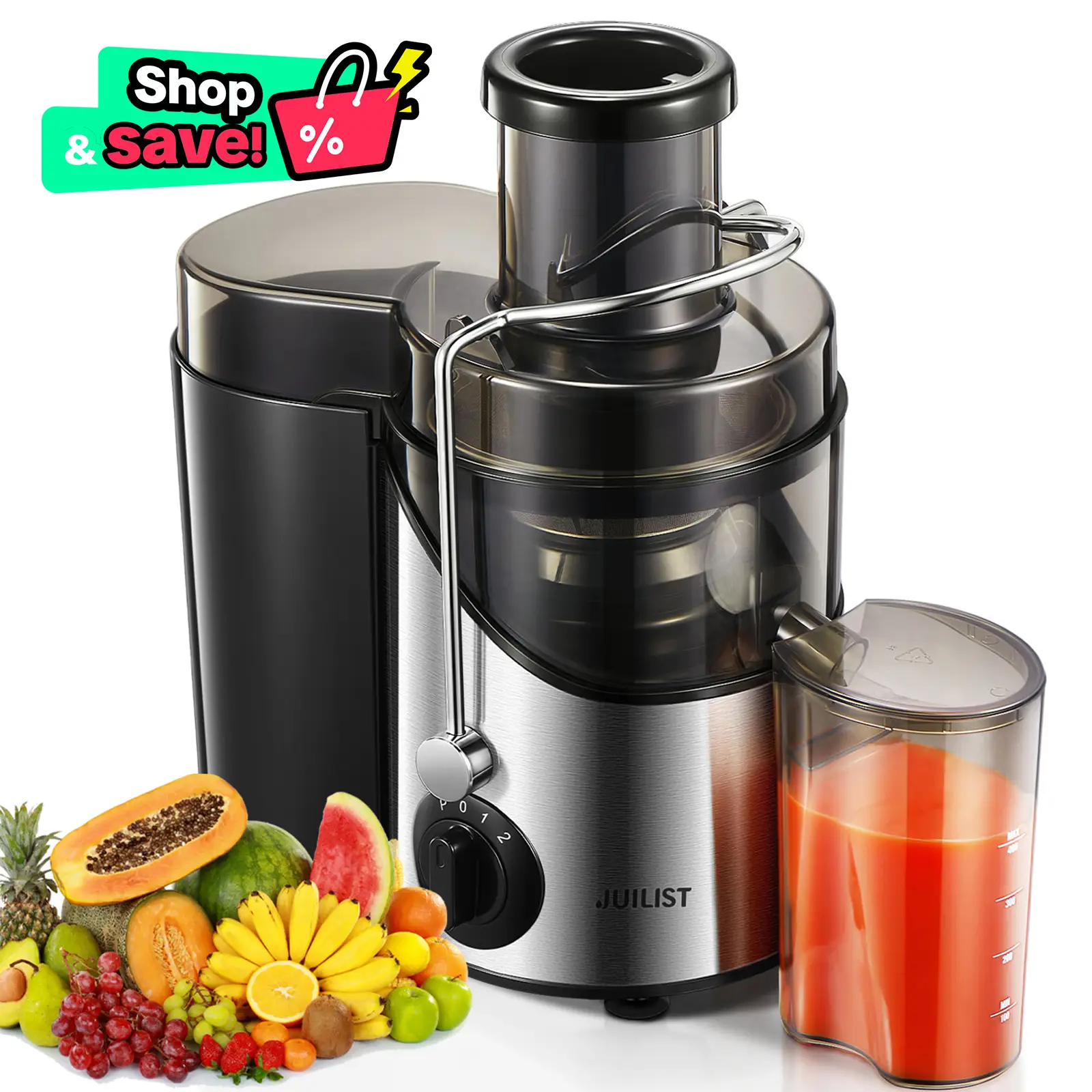 Black Friday,Juicer with Larger 3 Feed Chute, Titanium Enhanced Cutting System, Centrifugal Juice Extractor Maker, for Whole Fruits, 3 Speeds, BPA-Fre