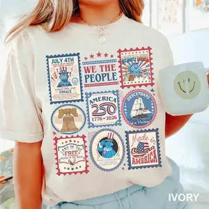 Comfort Color The Muppets Sam Eagle 250th USA Anniversary Stamps T-shirt, America 1776-2026 Shirt, 4th Of July Tee