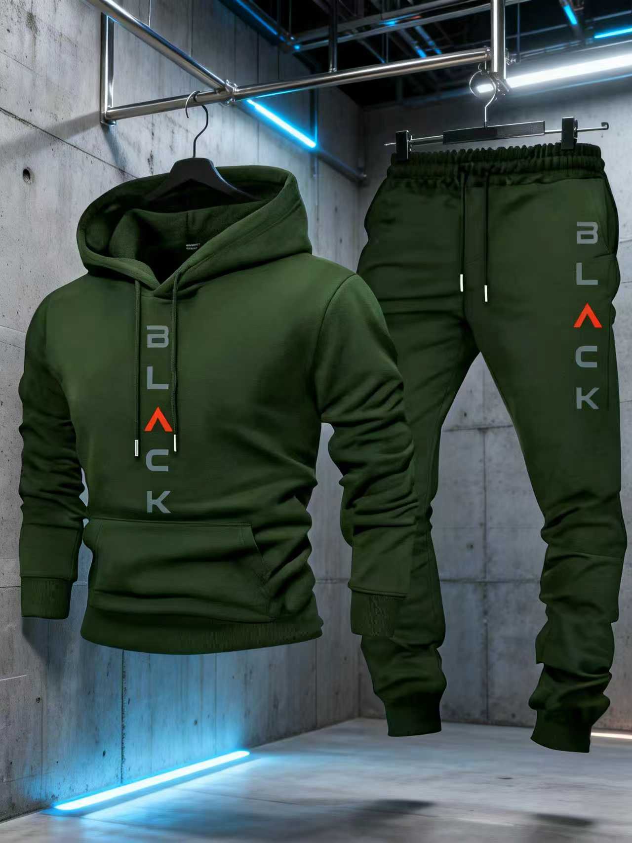 2026 new men's two-piece hoodie set with letter print, casual sports jogger pants, suitable for spring, autumn, and winter, made from soft and comfortable fabric, ideal for everyday casual wear