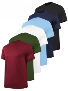Men's 6-Piece Basic Short-Sleeve Sports T-Shirts Breathable Athletic Wear in Multiple Colors for Gym & Everyday Casual Wear