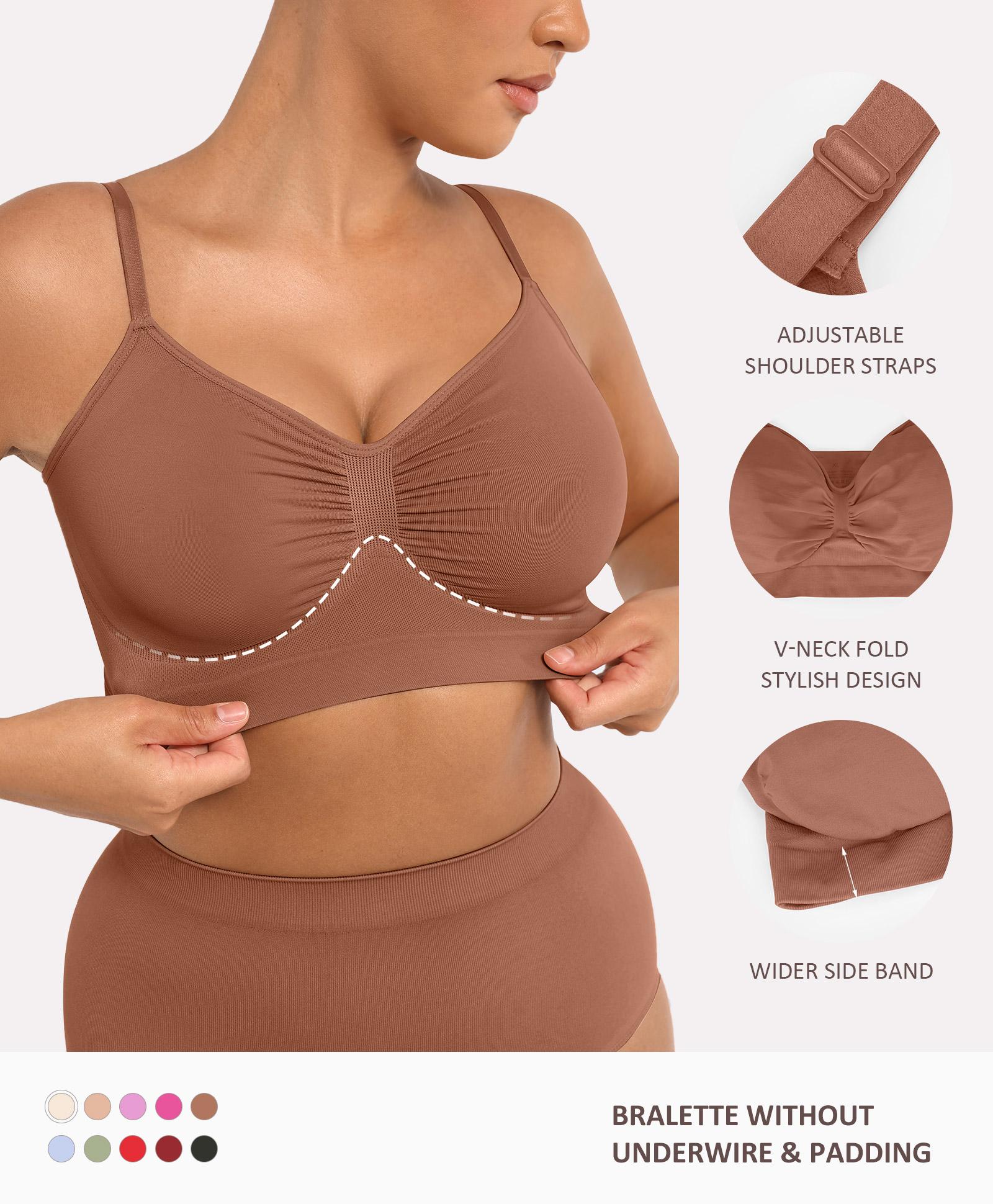 FeelinGirl Women's Wireless Bra Comfort Bralettes No Underwire Unlined Cami Bra Seamless Tshirt Bras Sports Bra Bralette Basic Comfortable Fit Womenswear Everyday Up to 44DD Springtok