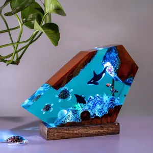 Sea Turtle Ocean Resin Lamp - Handmade Resin Night Light with USB Port, Variable Lights Home Decor Figurine , Sea Turtle Gifts for Women and Men, Ocean Enthusiast Collectibles, Unique Birthday Gifts for Him & Her
