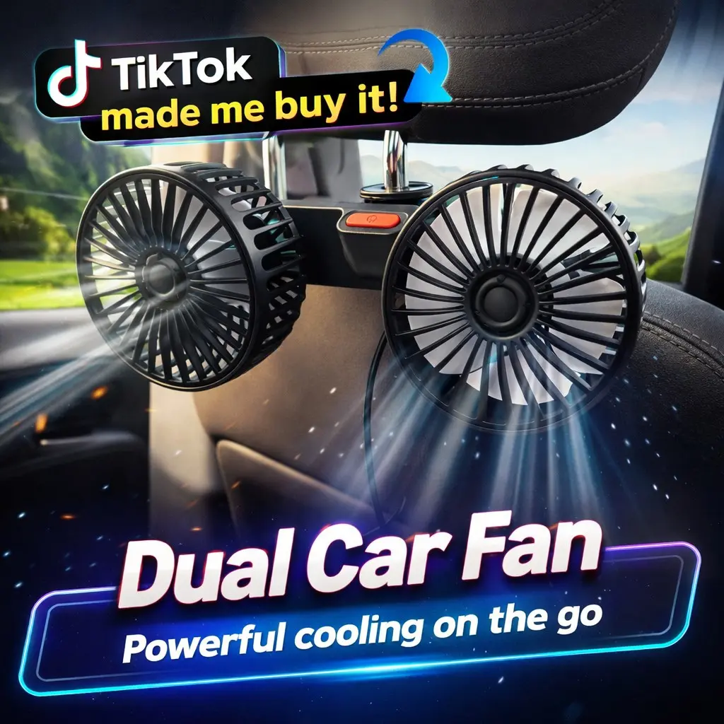 Portable adjustable car rear seat fan, Backseat Fan, a summer essential dual-head fan, high-powered rear seat backrest fan with 3 speeds and 360-degree rotation, kitchen fan, car seat cooling fan, car accessories, USB Portable Fan, Adjustable Fans