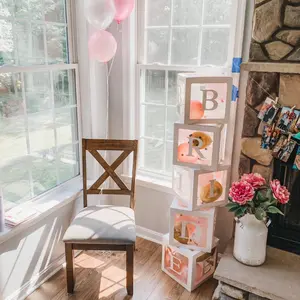 5 Balloon Box Decoration Set, 5 Cubes, 52 Letters (2 Sets A-Z), Birthday, Baby Shower, Wedding, Party Decorations, Balloon Party Supplies