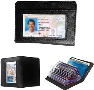 Lock Wallet 36 Slots Credit Card Holder Wallet Zip Leather Card Case RFID Blocking