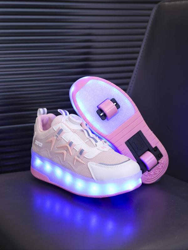 USB Charging LED Colorful Glowing Shoes, Night Light Roller Skates, Parent-Child Mesh Kids Shoes, Sports Sneakers, Fashionable Skate Shoes