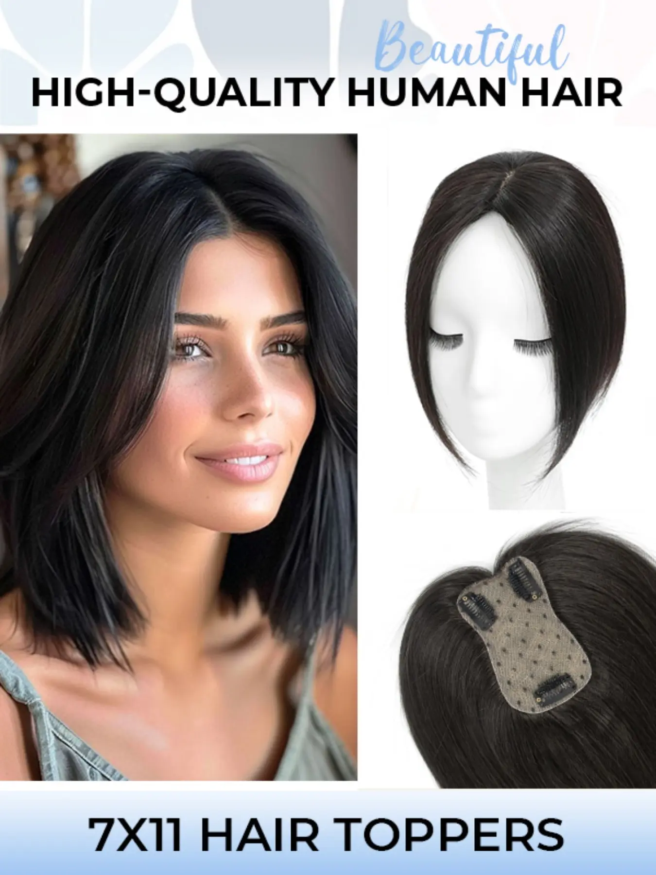 Real Human Hair Toppers for Women, Honey Blonde Topper Hairpiece, 8-14Inch Straight Hair Pieces, 7X11cm Hair Net with Thinning Hair Coverage and Bald Spots