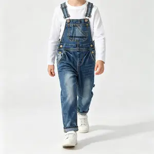Kids Denim Jumpsuit, 12M-8T Unisex Little Girl & Boy Ripped Overalls, Fashion Jean Overall Pants for Daily Wear