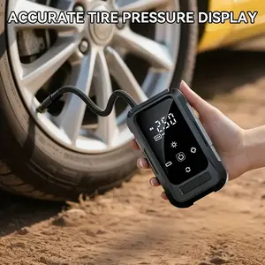 Tire Inflator Portable Air CompressorCar Tire Inflator, Portable Air Compressor With Tire Pressure Gauge And LED Light, Smart Wireless Tire Inflator Suitable For Cars, Motorcycles, Bicycles And Balls.