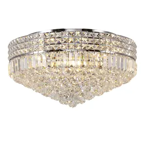 Modern Round Chrome Suction Top Crystal Light, 23.6 Inches in Diameter, Height Adjustable,11-Lights