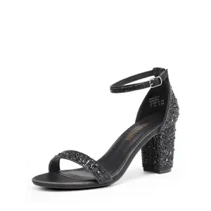 Dream Pairs Women's Rhinestone Chunky Heel Sandals