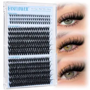 Wispy Lash Clusters with Bottom Lashes Fairy Eyelash Clusters 300Pcs Spiky Cluster Eyelash Extensions C Curved Cluster Lashes with Bottom Lash Clusters Individual Lashes by Lanflower