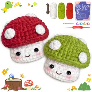 Random Color Cute Mushroom Design Crochet Kit, 1/2 Counts/set DIY Crochet Kit with Random Color Accessories, DIY Knitting Supplies for Beginners, Crochet Items