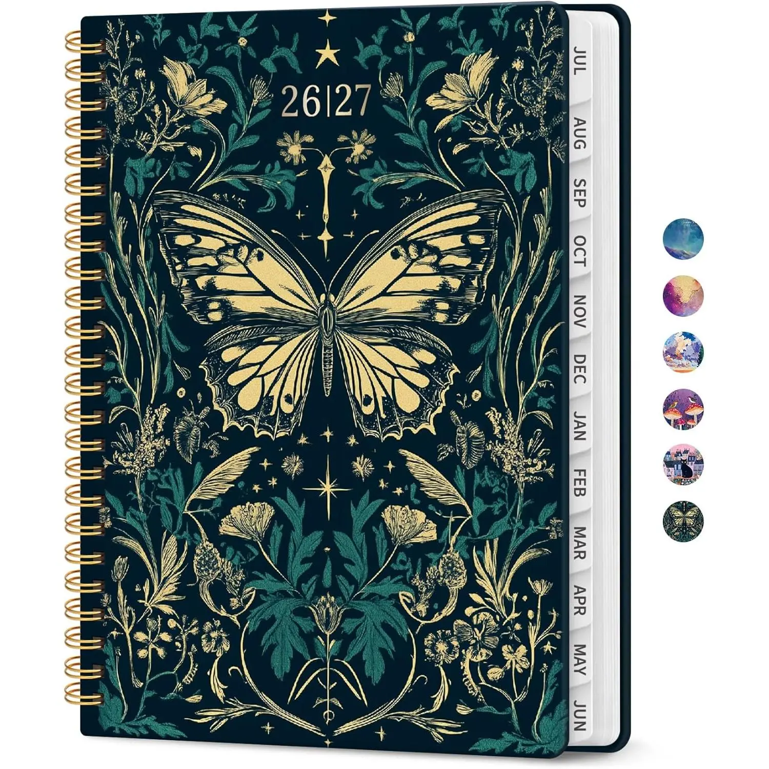 Planner 2026–2027 Academic Book, Weekly and Monthly Layout, July 2026 to June 2027, Hardcover Agenda with Tabs, School and Office Supplies, A5 Size 6.3" x 8.5" - Enchanted Wings