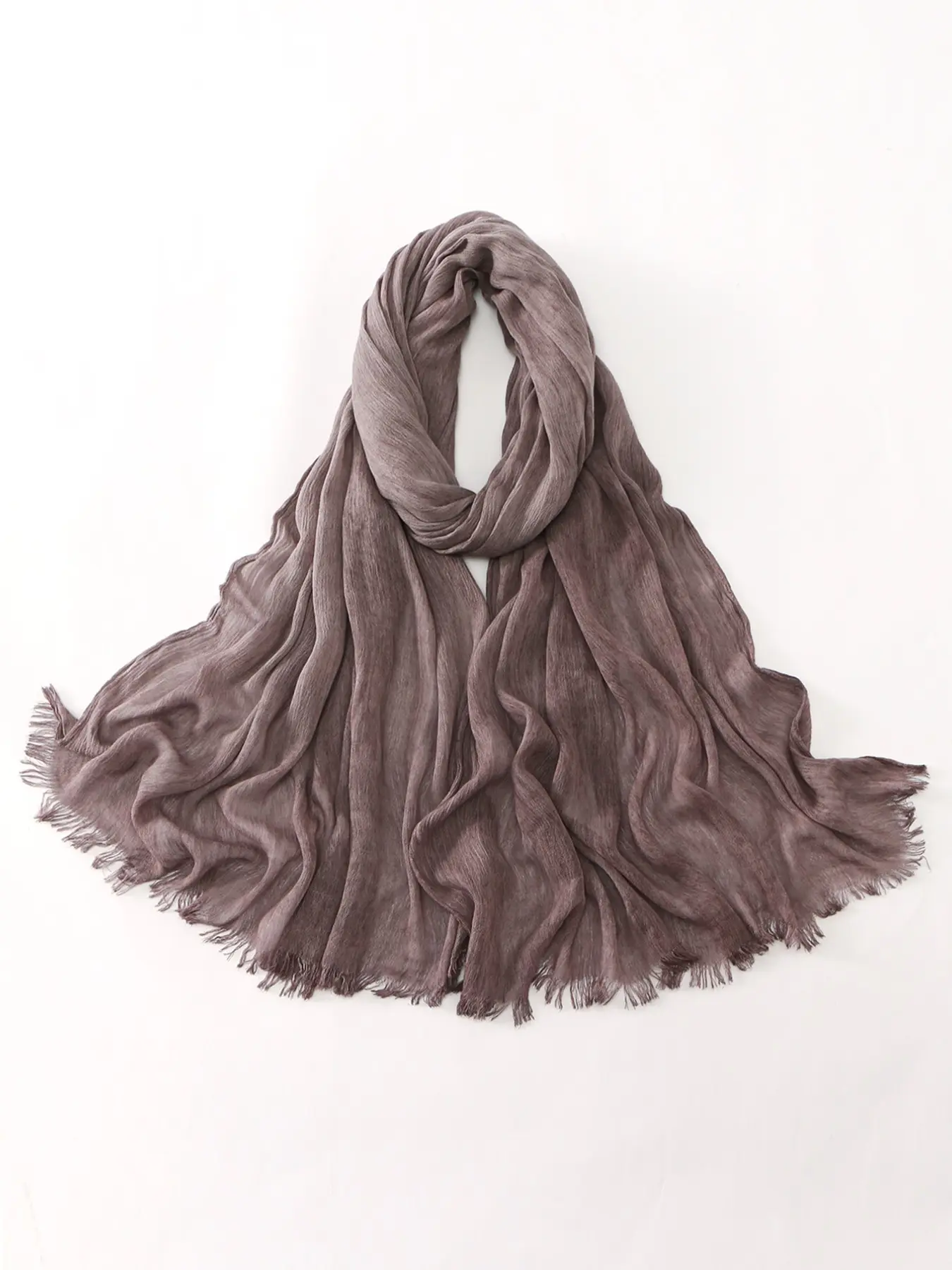 Women's Fringe Hijab Scarf Wrap, Plain Rayon Modal Fabric, Elegant Daily Wear Accessory, All-Season Fashionable Design, Head Scarf, Fashion Headscarf