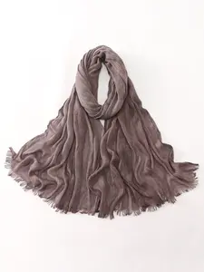 Women's Fringe Hijab Scarf, Plain Rayon Modal Fabric, Elegant Daily Wear Accessory, All-Season Fashionable Design