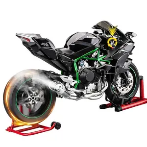 Kawasaki H2R Dynamic Edition 1/9 oversized realistic motorcycle model, highly detailed with precise reproduction of features, supports ignition start, authentic engine sound effect, has a strong metallic texture, essential for collector-level motorcycle e