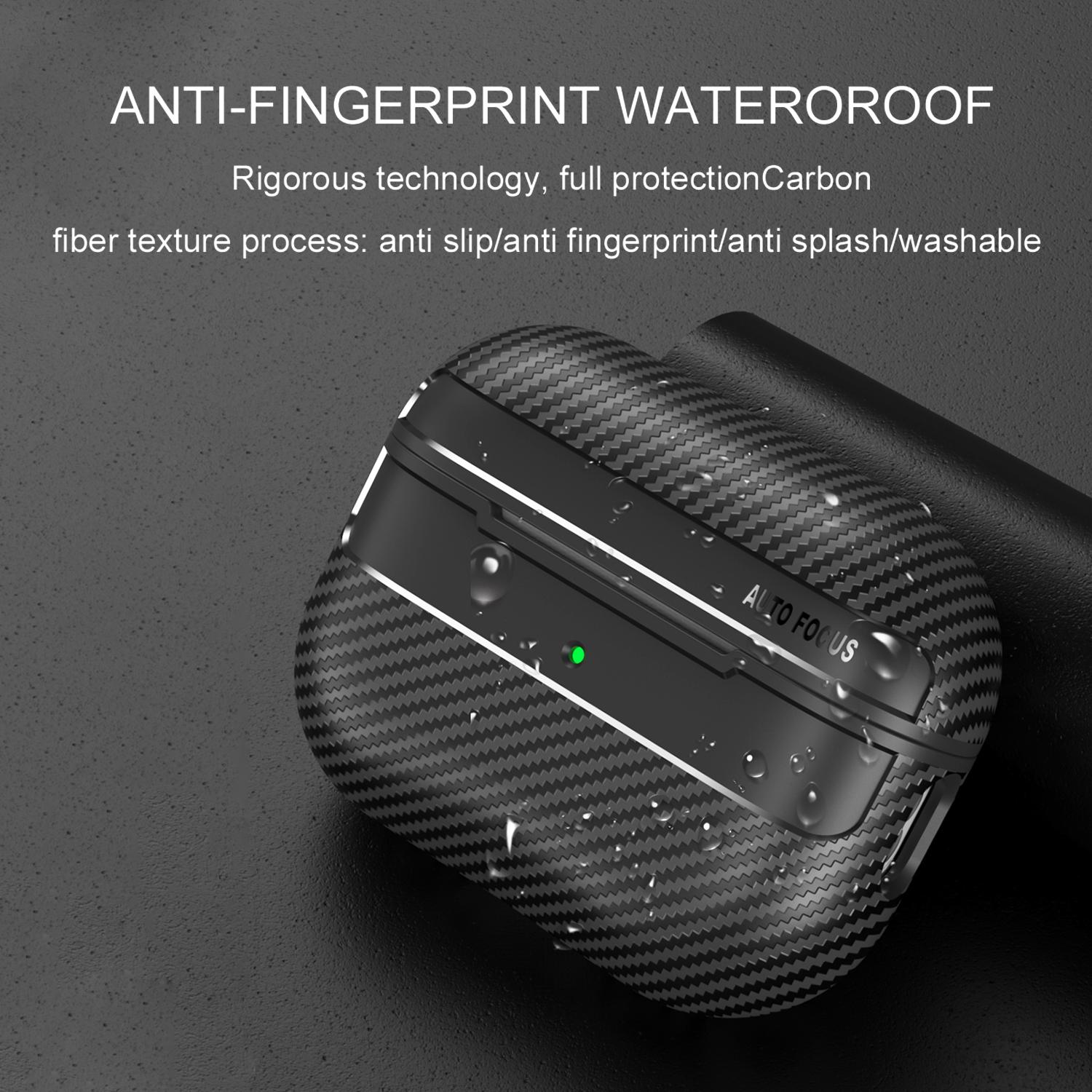 [Free!!Ship!] Carbon Fiber Texture Earphone Casefor AirPods Pro 3/2 AirPods 4/3/1/2 Wireless Charging Shockproof Cover with Carabiner