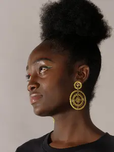Solar Beaded Hoop Earrings (Yellow)
