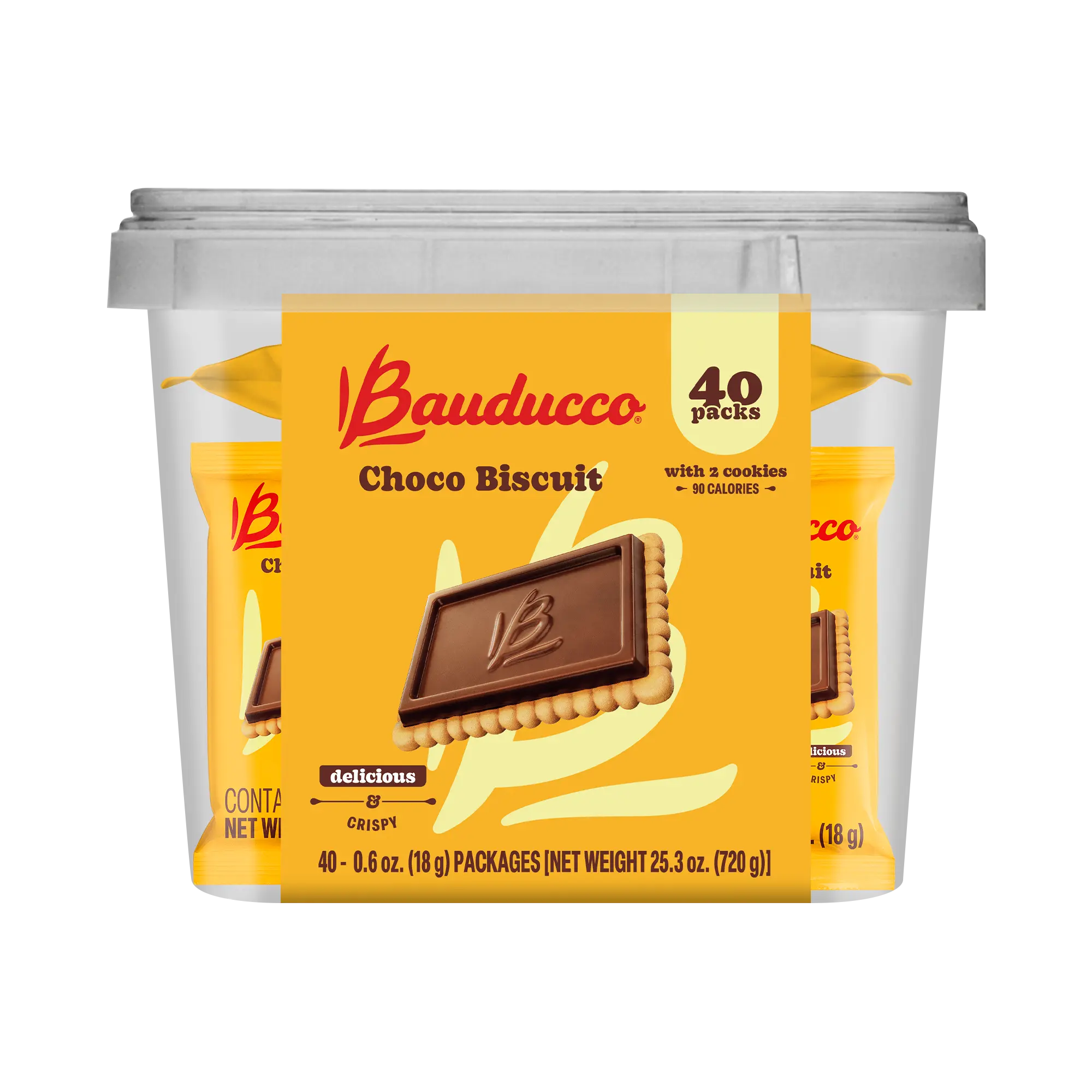 Bauducco Choco Biscuit Cookies - Crispy & Delicious Chocolate Cookies, Individually Wrapped for Snacks, Dessert & Lunch Boxes - 2 Cookies per Pack