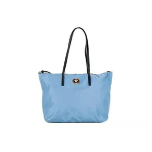Pre-owned VERSACE Nylon Tote Bags Portuna Medusa Medium Cornflower Blue Leather Tote Bag Women's Purse