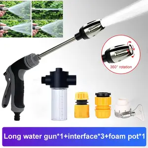 High Pressure Foam Spray Gun Multi-Function Water Spray Gun Garden Hose Spray Gun With Durable 3 Connectors and Foam Pot Convenient Hose Nozzle Sprayer For Car Wash,Lawn & Garden,Plant Watering,Cleaning Accessories With Storage Container