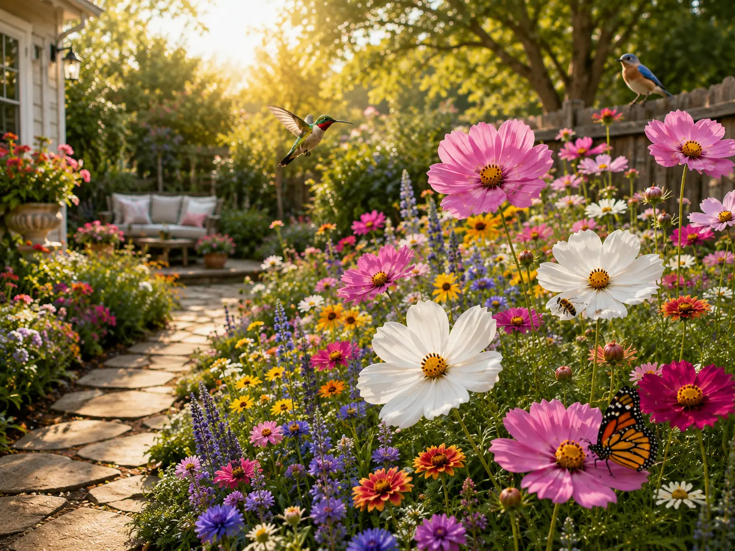 Premium Easy to Grow Backyard Flower Seed Mix – 750+ Seeds | Non-GMO | Attracts Bees, Butterflies & Hummingbirds Perfect for Backyard Gardens, Home Gardens, Flower Beds, Garden Borders, Raised Beds, Containers  Planters Indoor Seed Starting