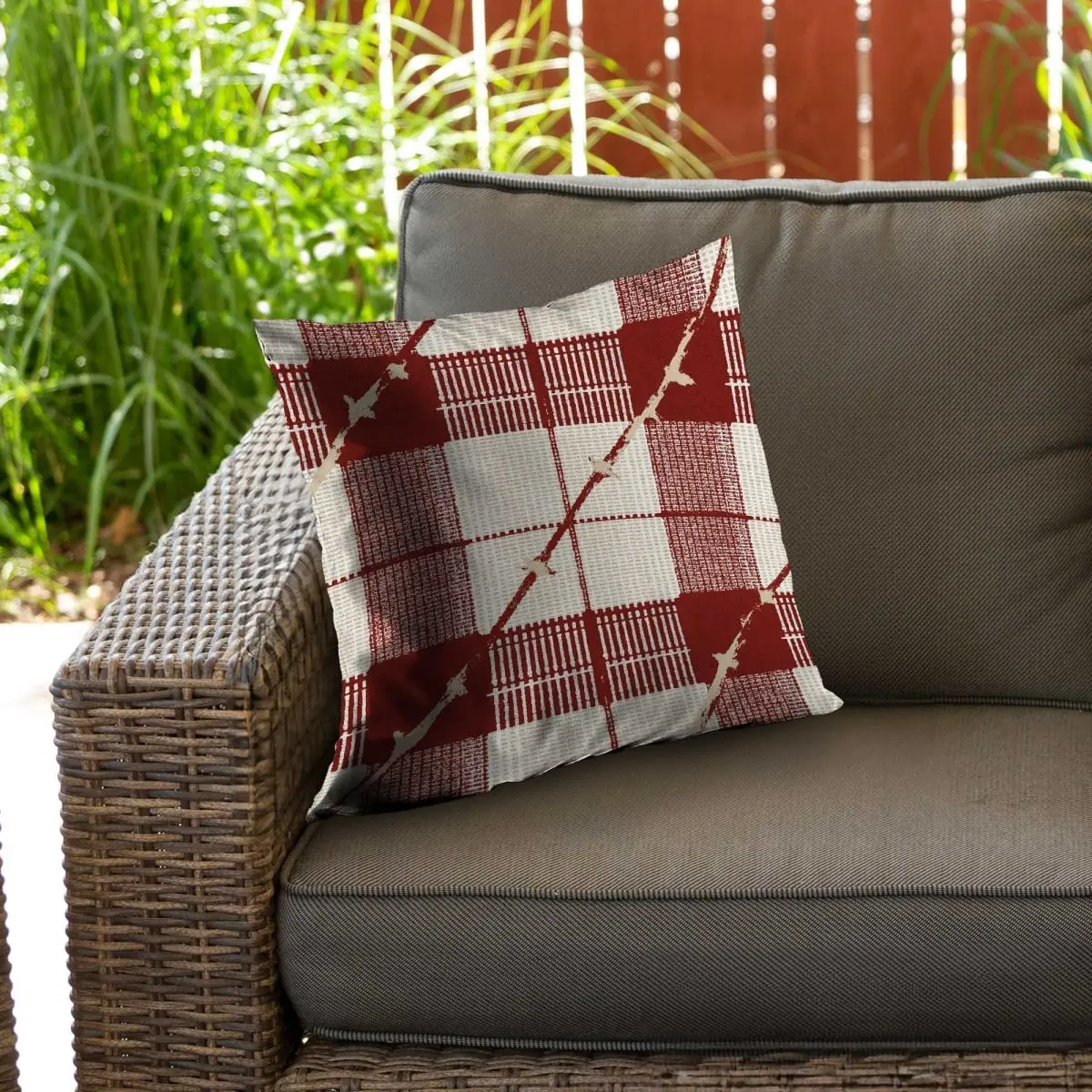 212 MAIN Bold Square Outdoor Throw Pillow - 20x20 in Red, Weatherproof, UV-Protected, Durable Cushions for Outdoor Home Decor Accent