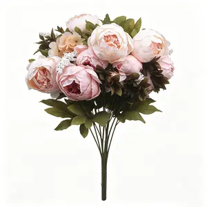 13 Branch Champagne Color Peony Bouquet, Realistic Home & Event Decor, Easter, Valentine's Day, Mother's Day, Holiday Floral Arrangement, Decorative Flowers, Artificial Flower Plant, Artificial Flowers
