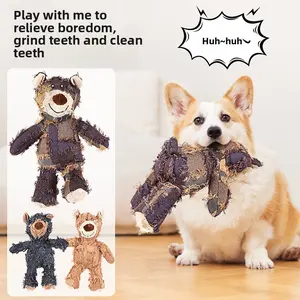 Dog Companion for Heavy Chewers- Indestructible Robust Bear Dog Toy, Resistant Squeaky Dog Toys for Heavy Chewers, Unbreakable Stuffed Plush Dog Toys for Aggressive Chewers