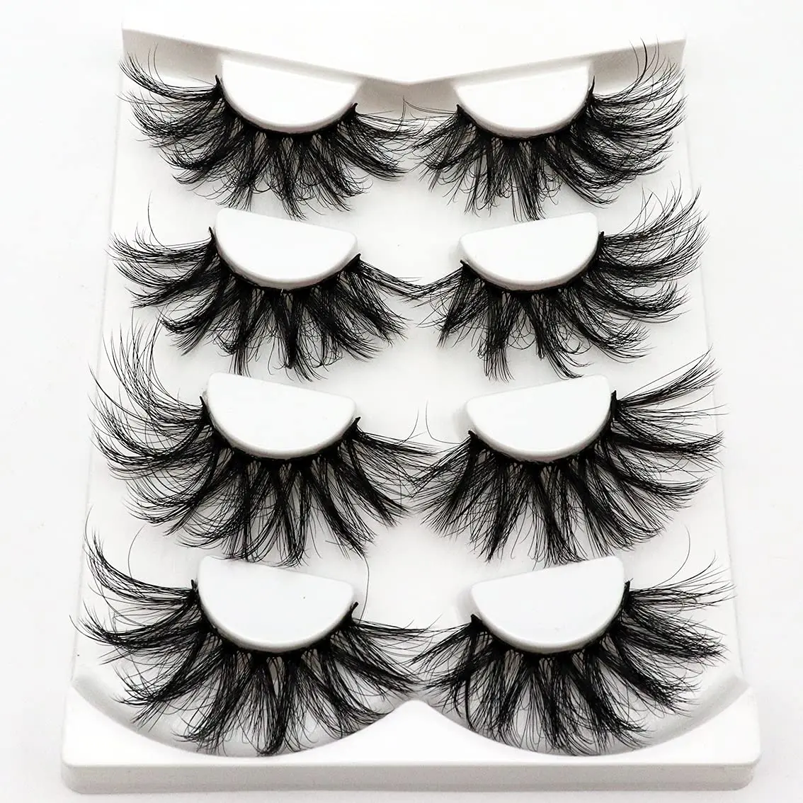 25mm Lashes Big Fluffy False Eyelashes 3D Dramatic Long Volume Faux Mink Lashes Pack 4 Pairs