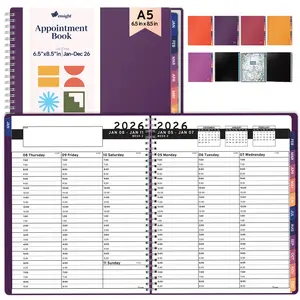 Appointment Book & Planner - Ensight 6.5x8.5 in, Large Tabbed Daily Hourly Weekly Planner, Schedule Book 30-Min Slots, Jan 2026 - Dec 2026 - Purple