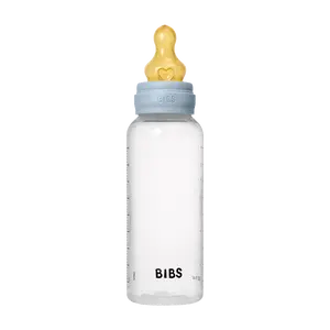 Bibs Baby BPA-Free PP Bottle Set 9oz Latex - Baby Blue Feeding Bottle with Heart-Shaped Cap for Newborns from Denmark