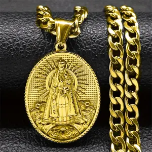 Retro fashion Madonna pendant necklace for men and women niche all-match 3D relief pattern necklace pendant
