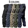 Men's durable outdoor training pants, men's multi-pocket work pants, men's solid color and printed pocket zipper waterproof tactical cargo pants without belt, regular fit sports pocket durable autumn pants. Casual Street Trousers，Size Up for a Looser Fit