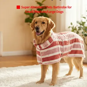 Quick Drying Pets Bathrobe, Super Absorbent Microfiber Pets Drying Towel Robe for Small Medium Large pets