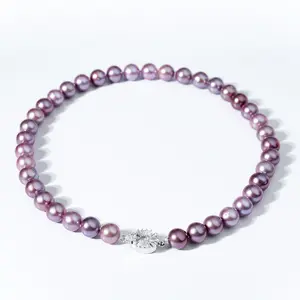 TK060-Z 10-11mm 45cm Purple Pearl necklace Fresh water pearls for birthday/anniversary/holiday /retirement/ graduation presents