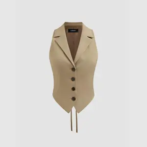 Cider [size 2-10] V-neck Solid Button Knotted Blazer Vest