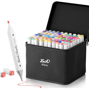 Markers, 80 Colors Dual Tip Markers Broad Brush Tip and Fine Tip, Marker for Coloring Drawing Painting Art,  Marker Set with Case for Adults(White Barrel)