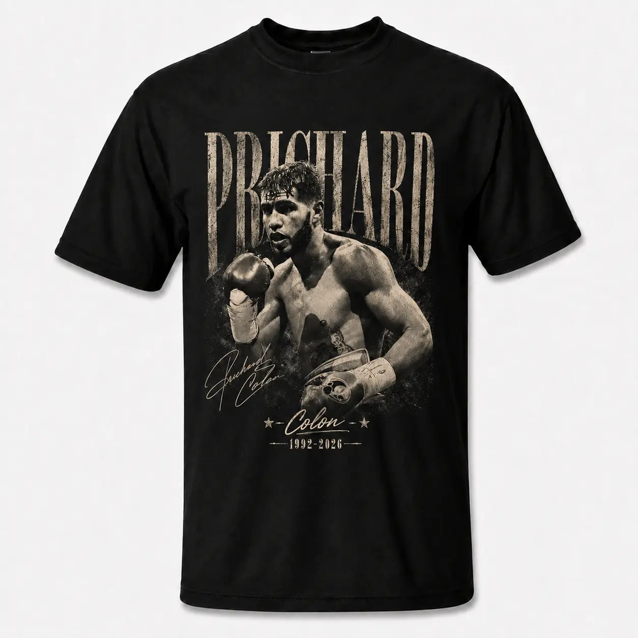 [Made in USA] Prichard Colon Boxing T-Shirt – Vintage Grunge-Style Fighter Portrait – Gift for Boxing Fans, Fighters, Gym-Goers, and Combat Sports Enthusiasts