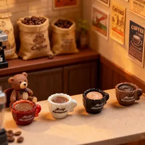 New Mini Coffee Cup Menu Holder Ornament, DIY Micro Scene Accessory, Dollhouse Café Bakery Decoration Prop, Realistic Miniature Decor