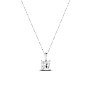 Orchid Princess Cut Moissanite Solitaire Necklace