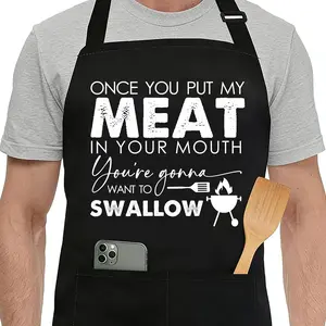 Funny Black Apron with Pockets for Man,Dad,Husband,Father in Law,Chef Daddy Women Grilling Apron BBQ Cooking Gifts