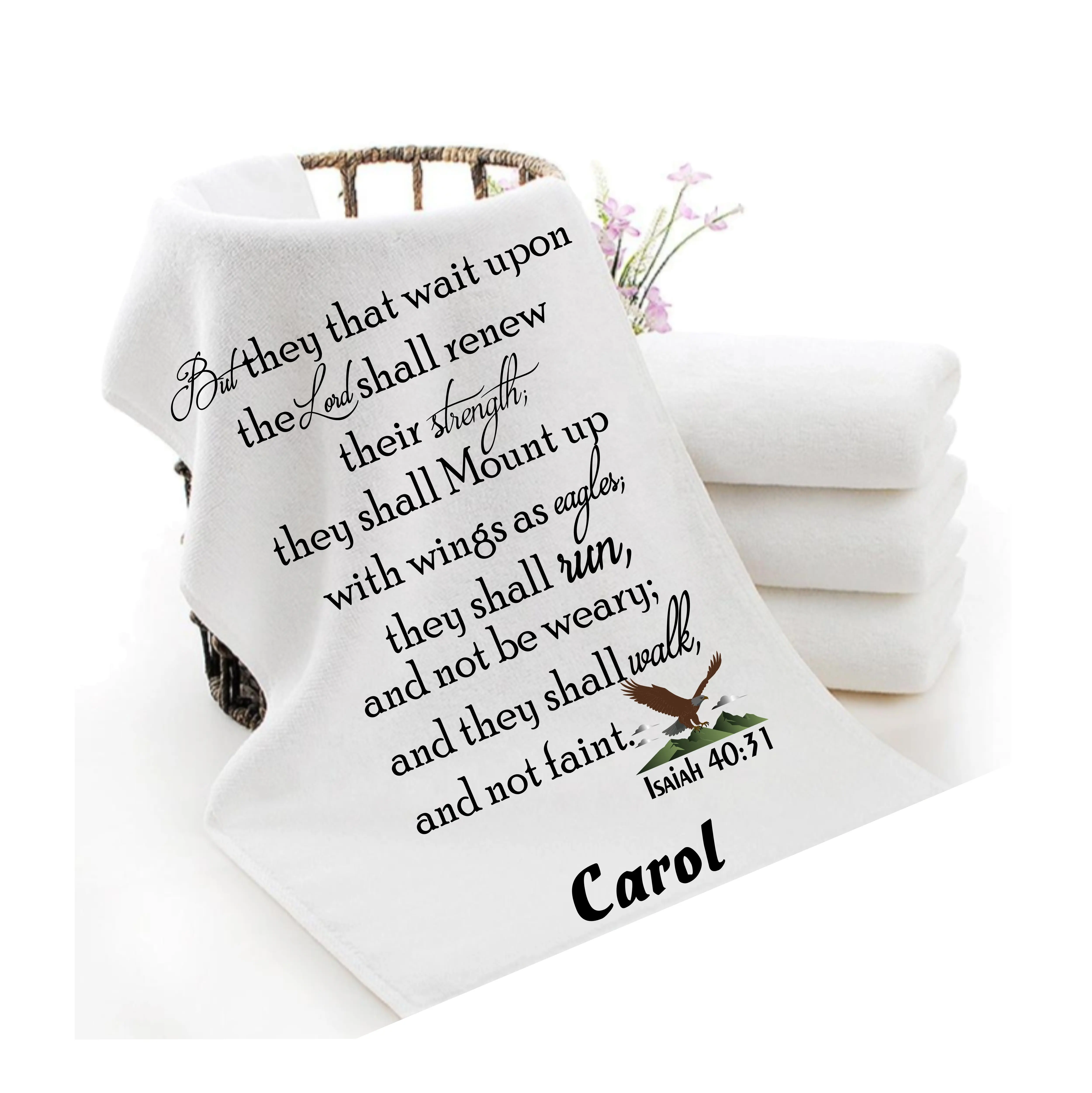 Personalized Towels with Custom Name and Bible verse | Monogram Towels with Scripture Verse